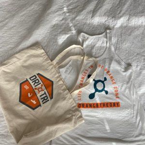 Orange Theory base twist back tank with canvas bag